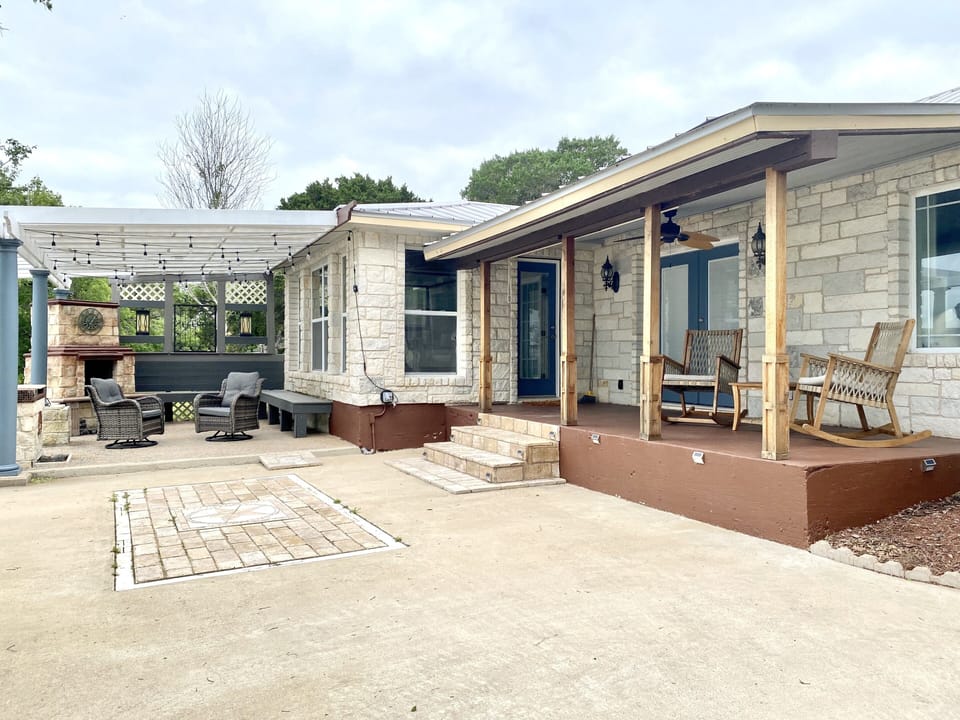 Large deck with multiple seating option for entertaining or relaxing