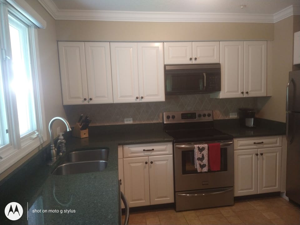 view of the James River from the kitchen window