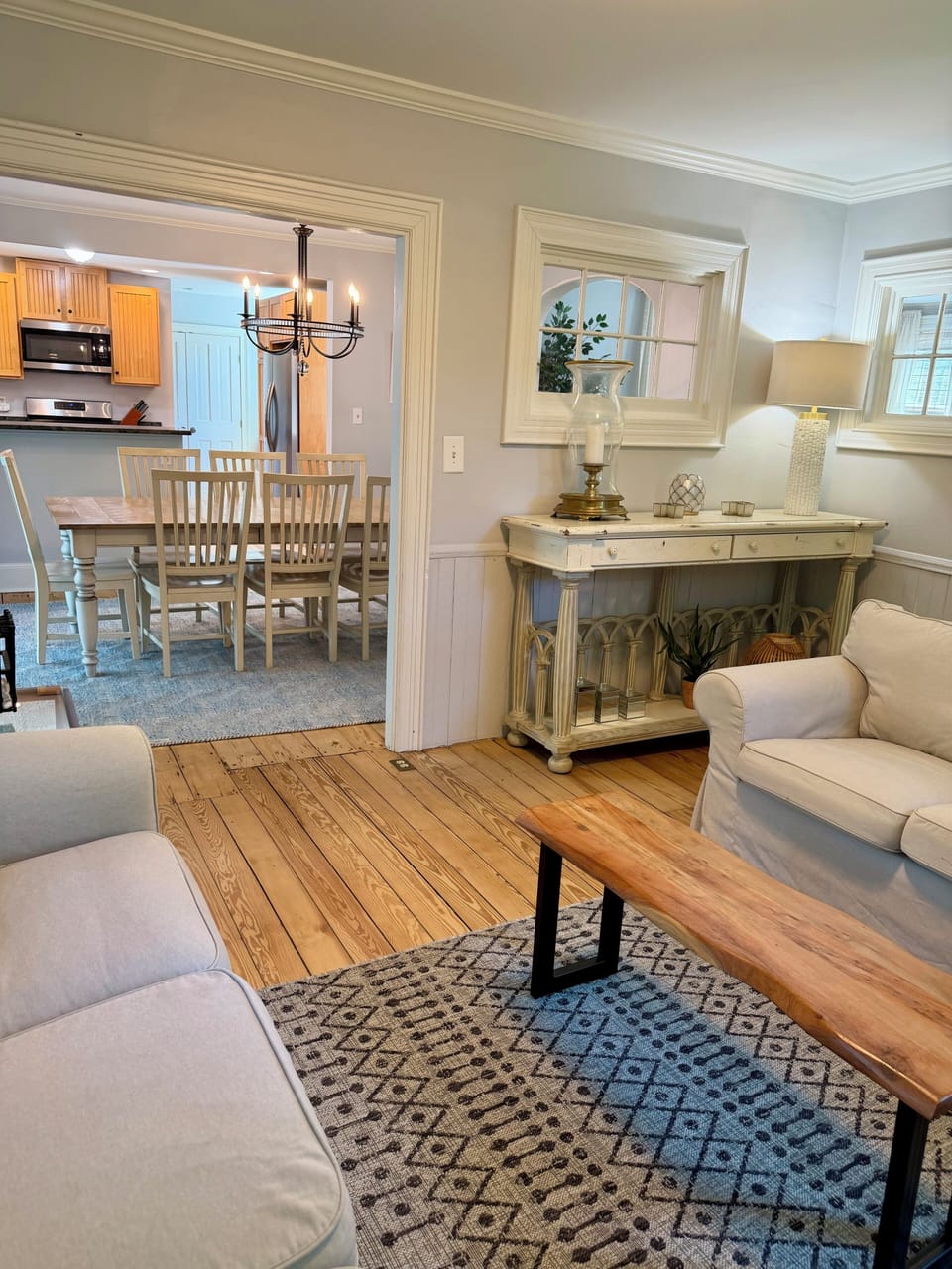 Open floor plan sight lines with distinct  rooms