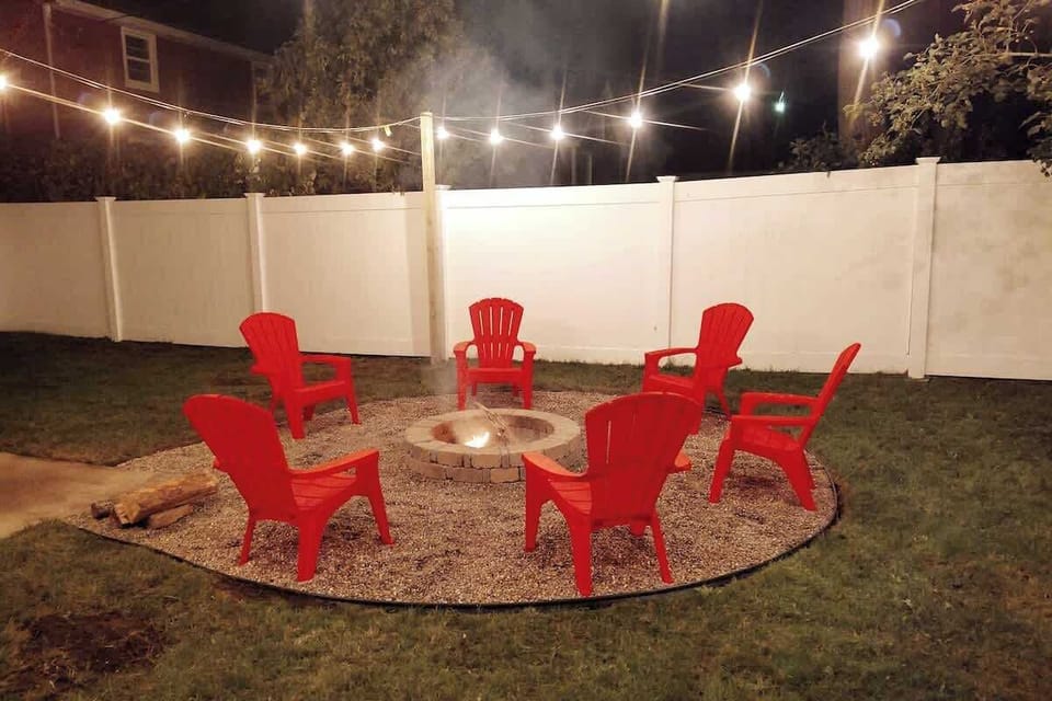 Backyard Firepit at night