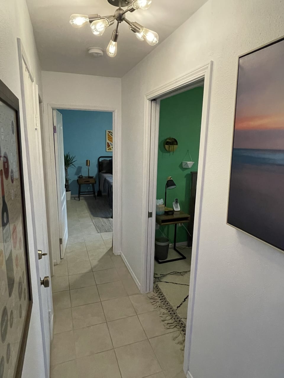 Hallway leading to the bedrooms and bathrooms 