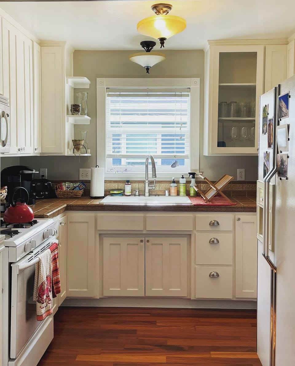 Fully stocked kitchen with everything you need to make or enjoy a meal. 