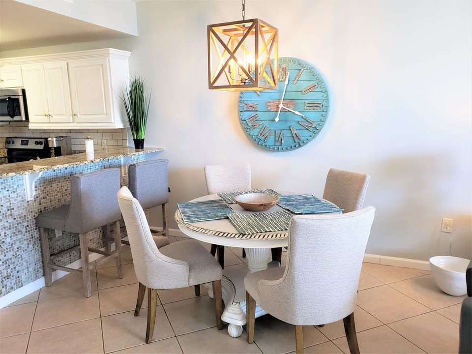 Dining table and bar stools