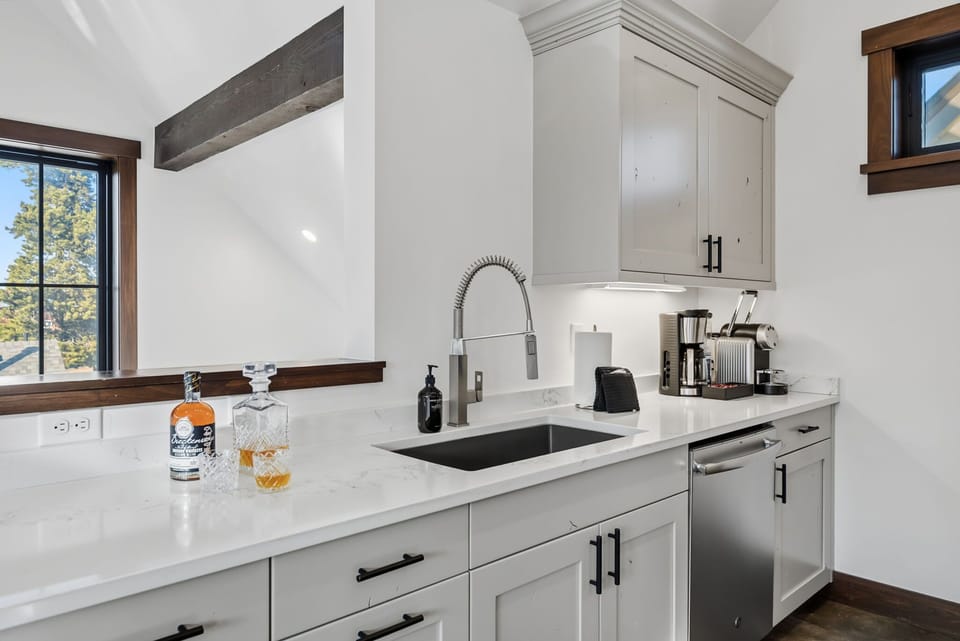 Kitchen with brand new stainless steel appliances