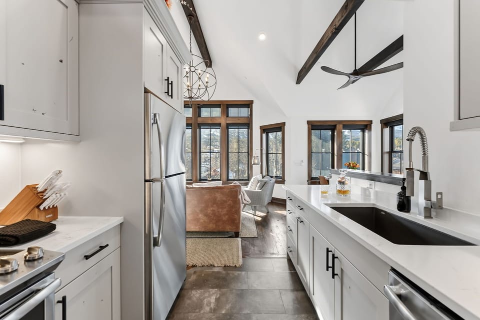 Kitchen with brand new stainless steel appliances