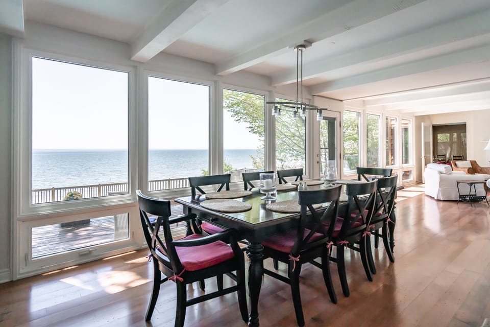 Dining open to the kitchen.  Table seats 8