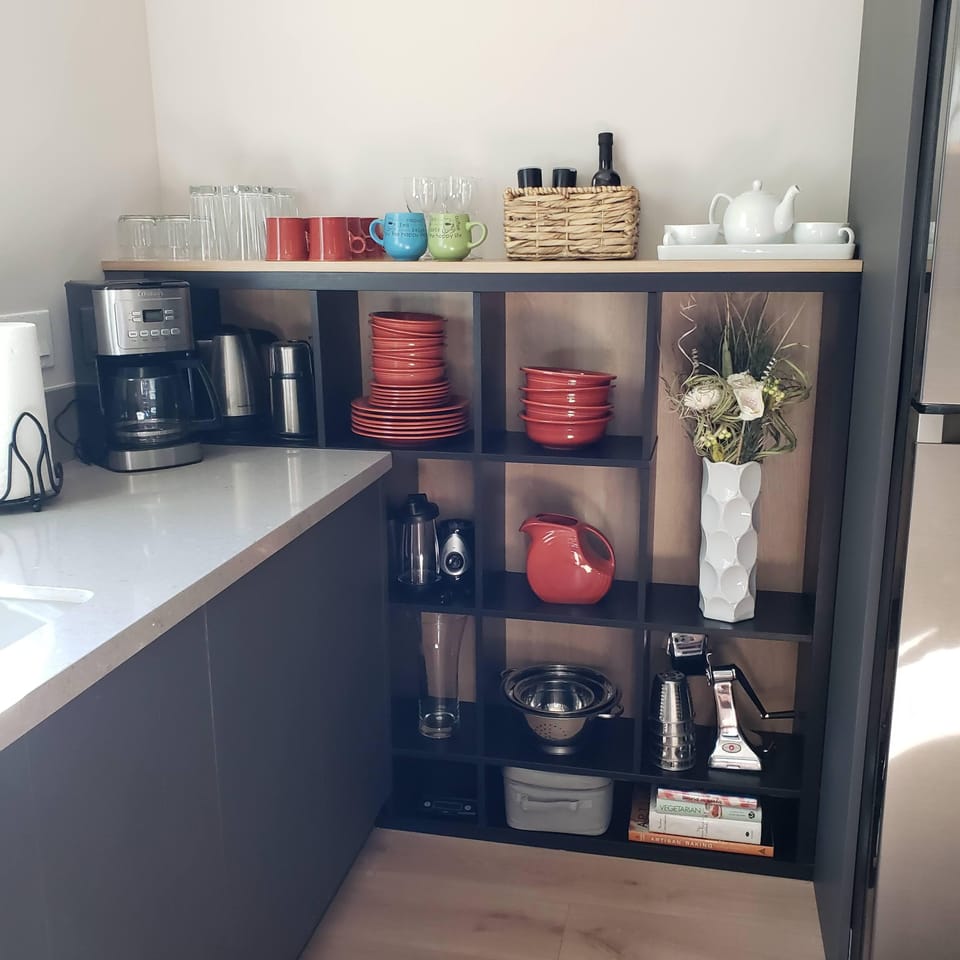 Fully equipped with convection/microwave, coffee maker, tea kettle, french press