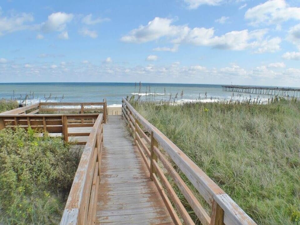 Private Walkway to Beach with Dunetop Deck and Pier View