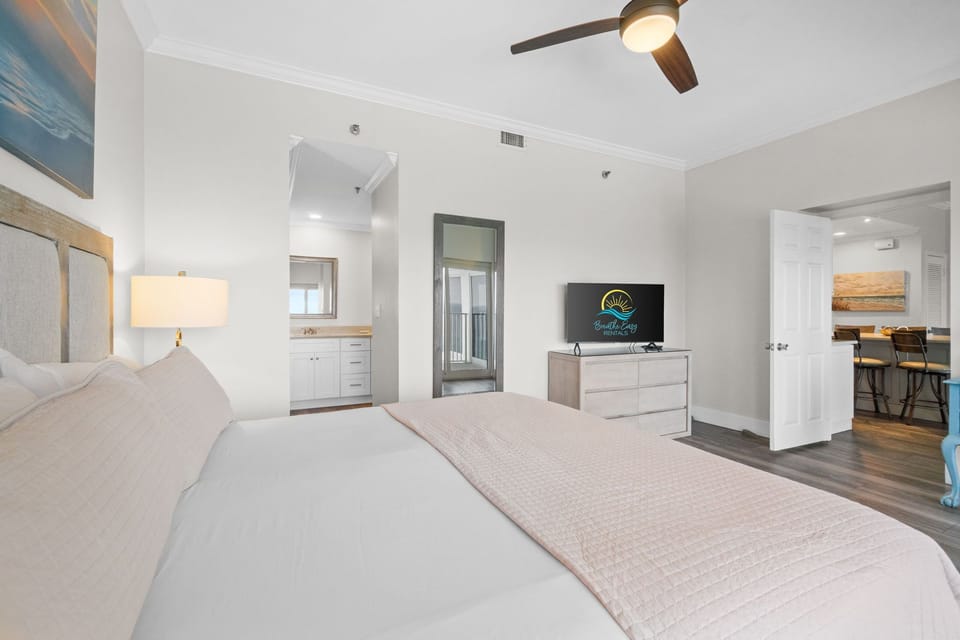 King suite just off the main rooms so you are just steps away from all the hustle and bustle of activities.