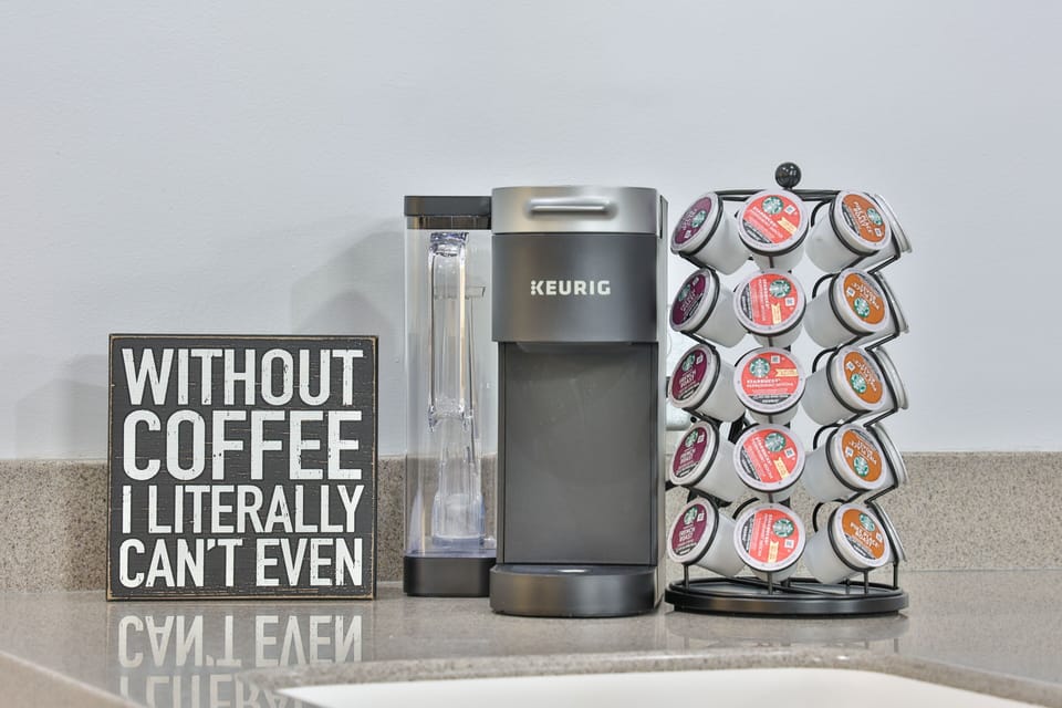 complimentary coffee/creamer
not pictured: snacks + tea/honey +H20