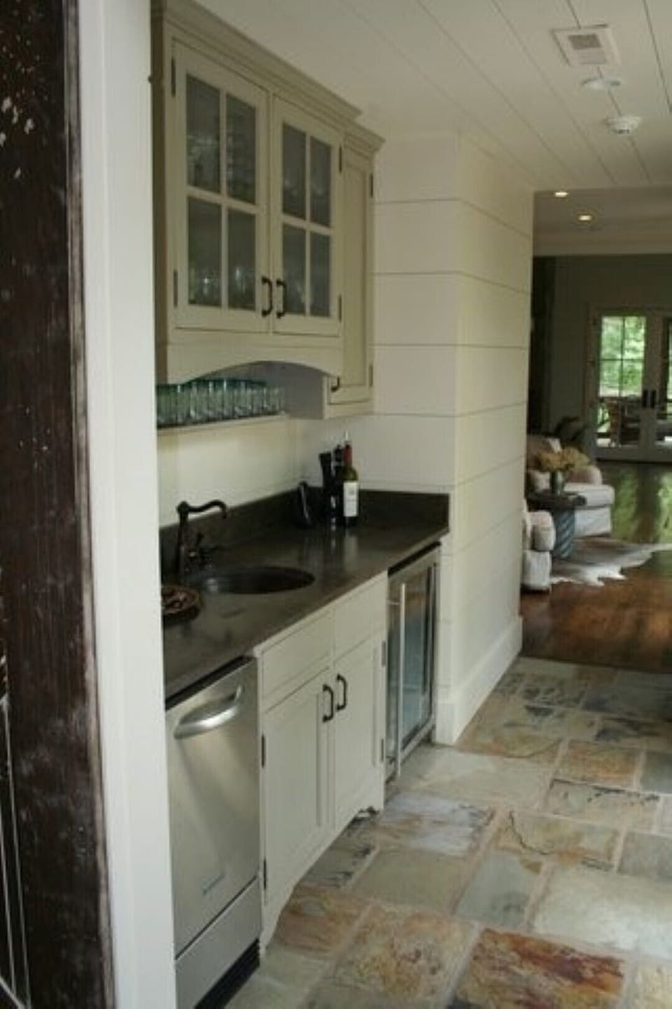 Wet bar with ice- maker and drink refrigerator 