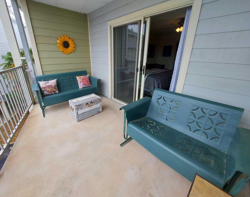 Double balcony with great views.