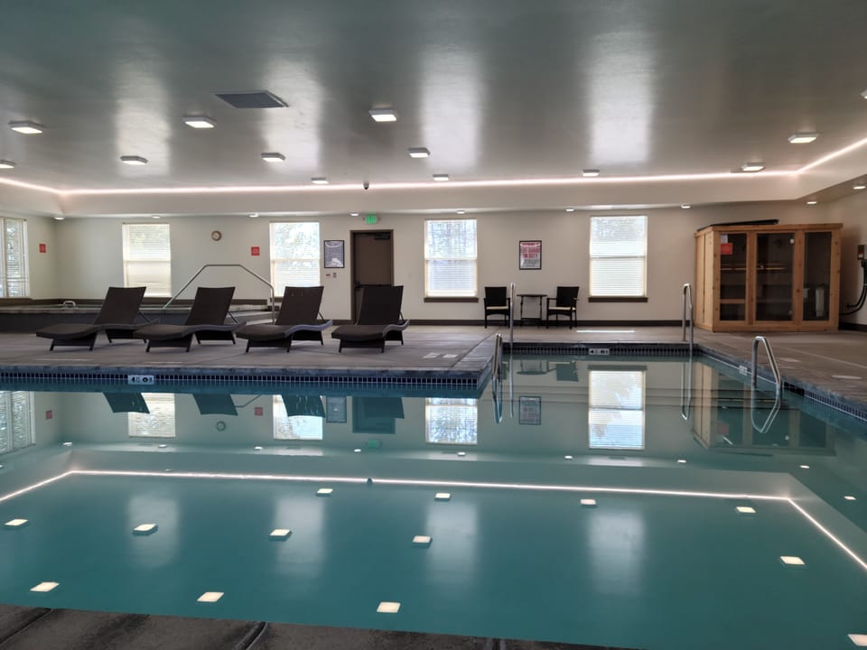 Clubhouse pool, hot tub, and sauna