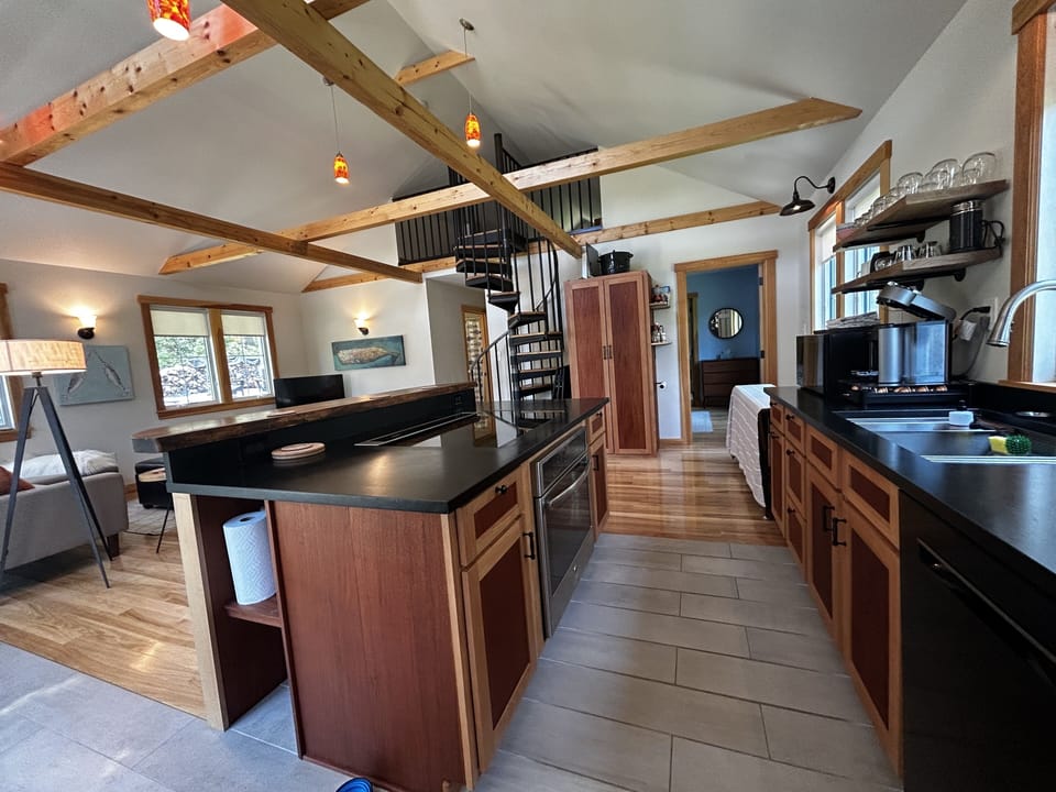 Chefs kitchen with retractable exhaust fan