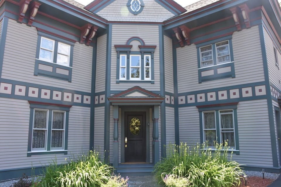 Front entry way to our house.  25 year old home, very modern, Victorian style.
