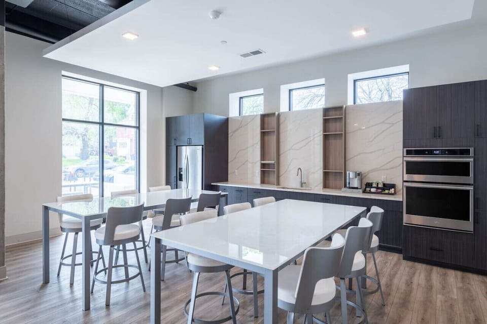 Play pool, enjoy a group meal, and more in the building`s amenity space