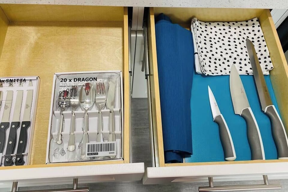 Cups, wine glasses, plates, and other eating and cooking supplies available for your convenience.