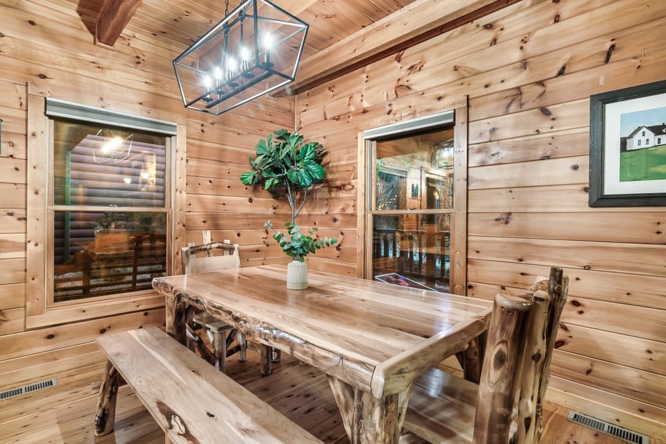Gorgeous dining table made by skilled Amish craftsmen. Perfect for enjoying a meal with loved ones or for use as a workspace.