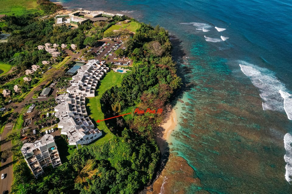 Aerial view of Puu Poa (showing the location of 111) and Hideaway's Beach