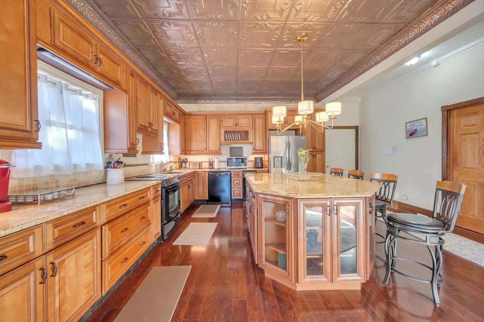 Downstairs Kitchen. Back door leads to garage game room
