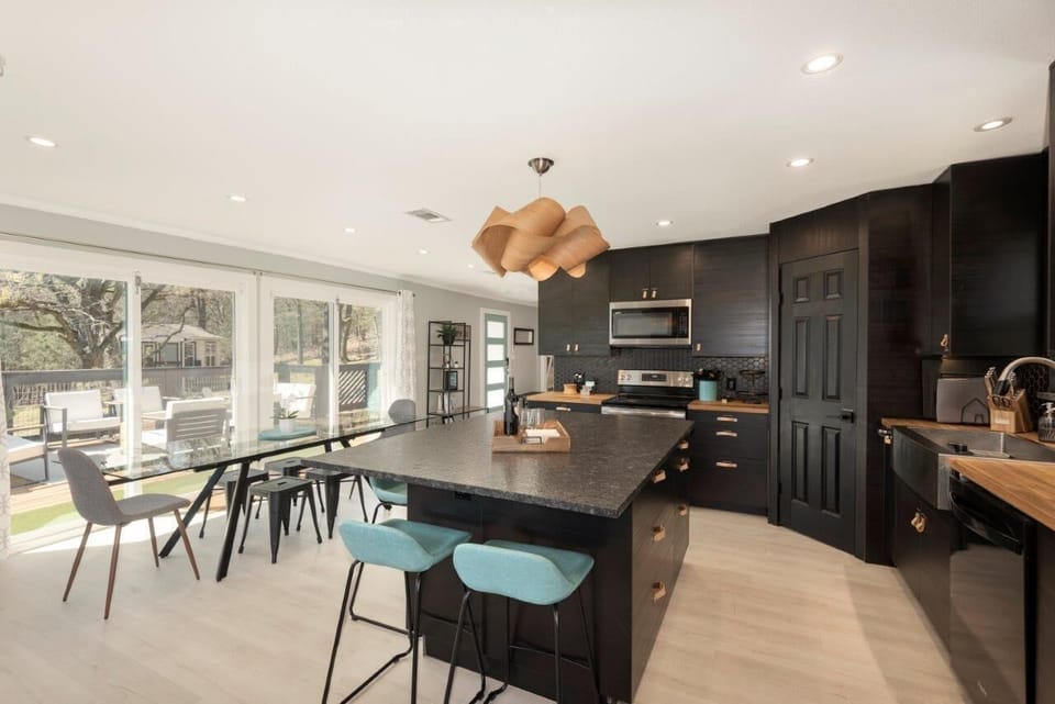 Enjoy pretty views from the kitchen and dining area.