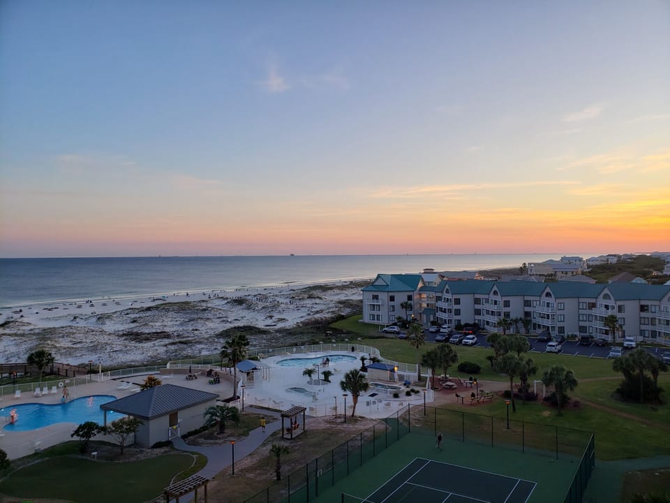 Sunset view of the Gulf from balcony