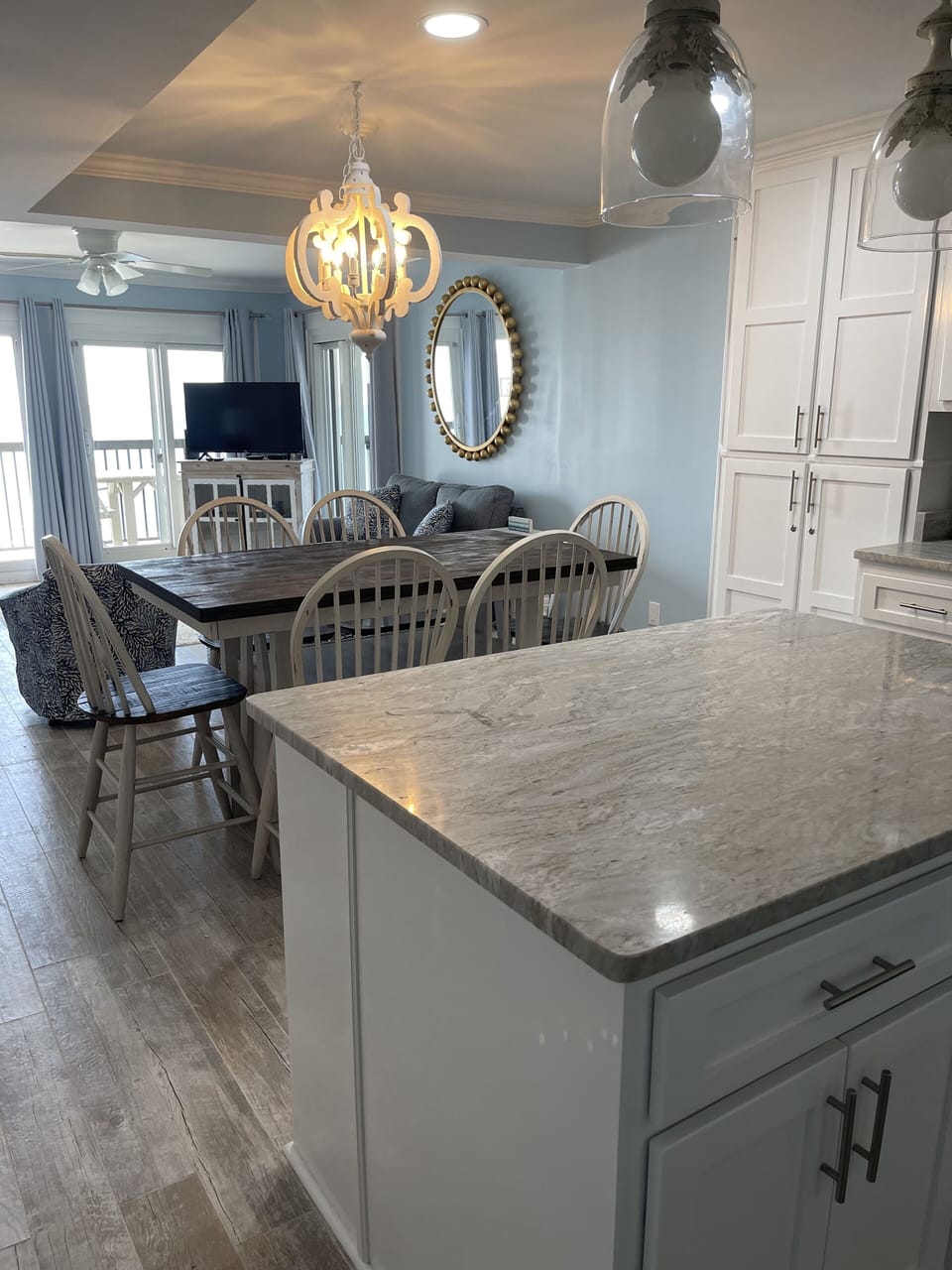 Kitchen into living room