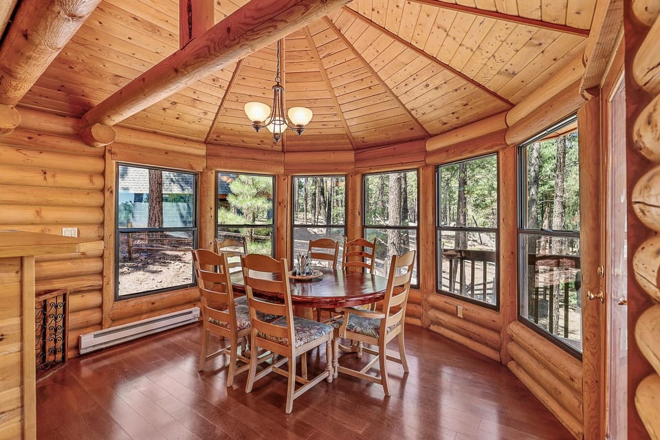 You'll love eating meals surrounded by the forest!