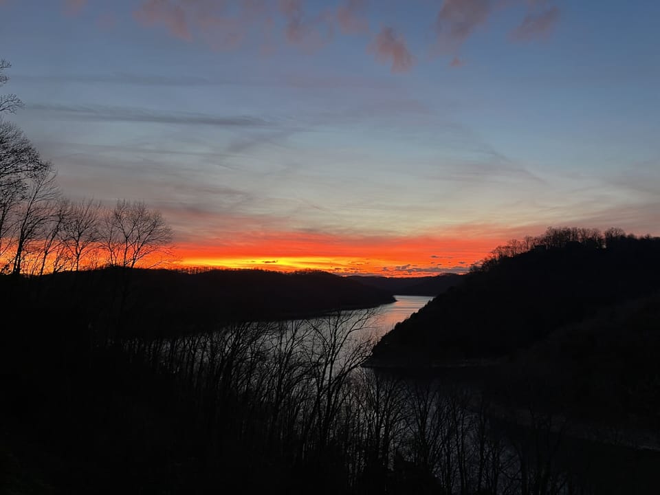 A winter sunset view from the balcony 