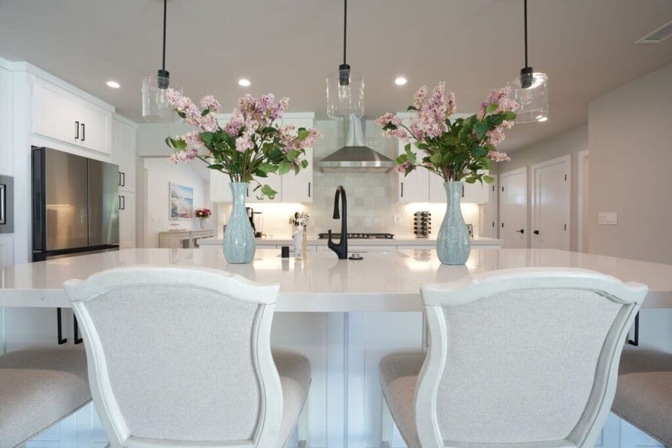 Custom Open Concept Kitchen with Stainless Steel Appliances view 2