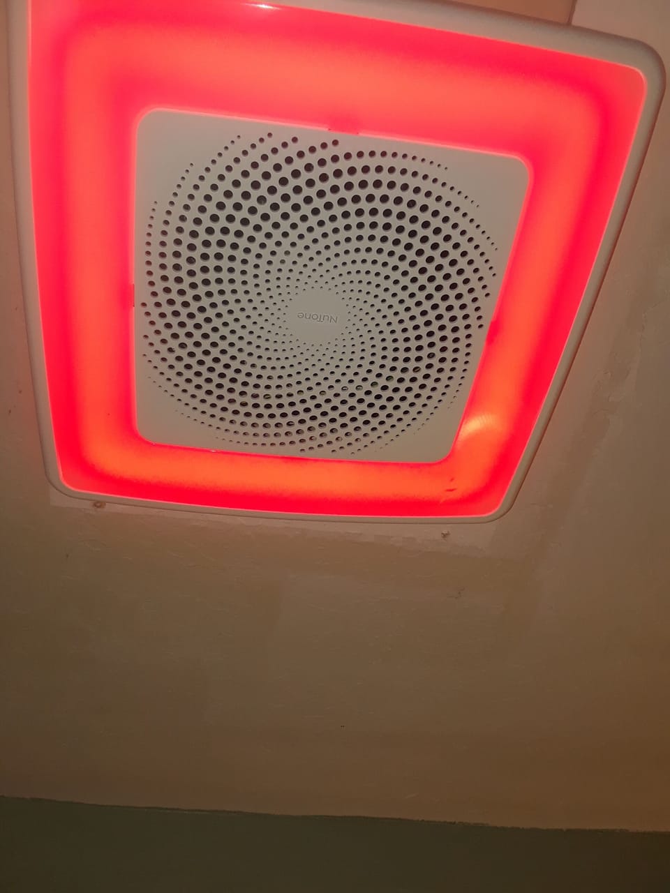Master bathroom bath fan with multi color LED light. Super quiet.