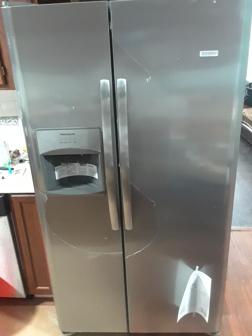 New stainless steel fridge.