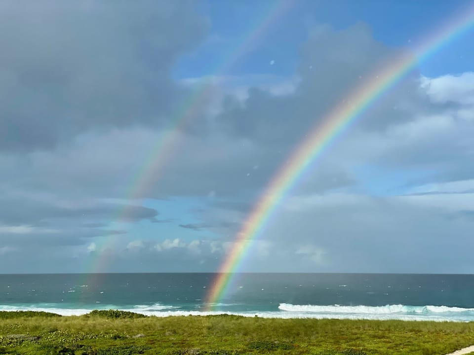 Rainbows are plentiful in Middle- this one was captured right from our deck
