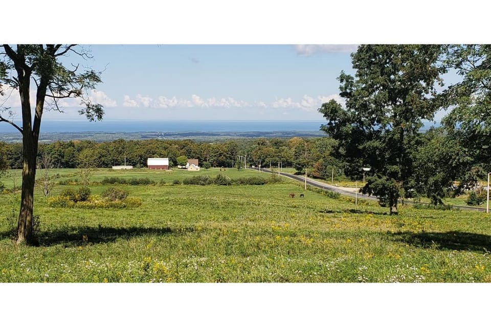 Top of the hill views across Lake Erie into Canada