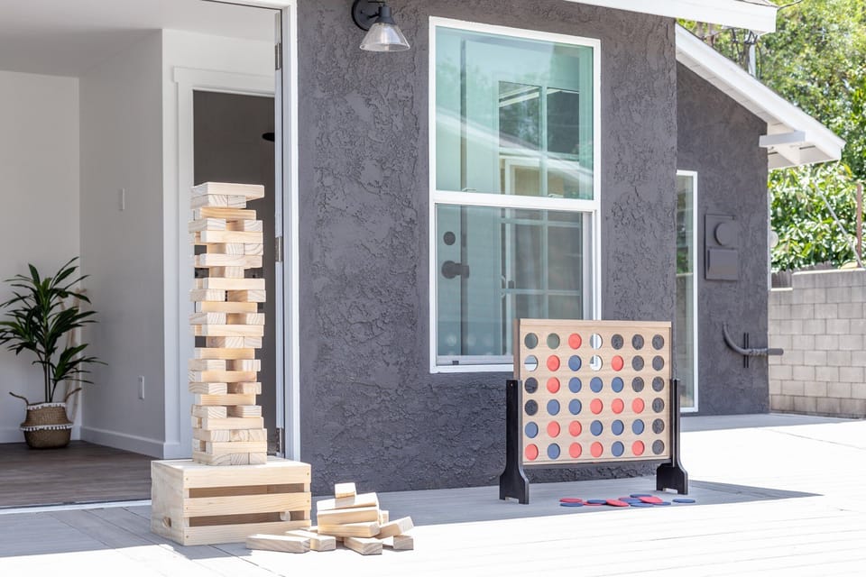 Play giant jenga or connect four on our sweeping deck