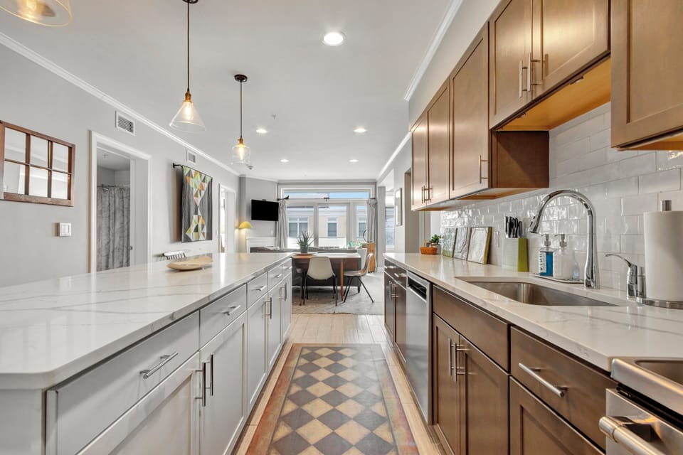Open floor plan from kitchen to living area...bright and spacious!!