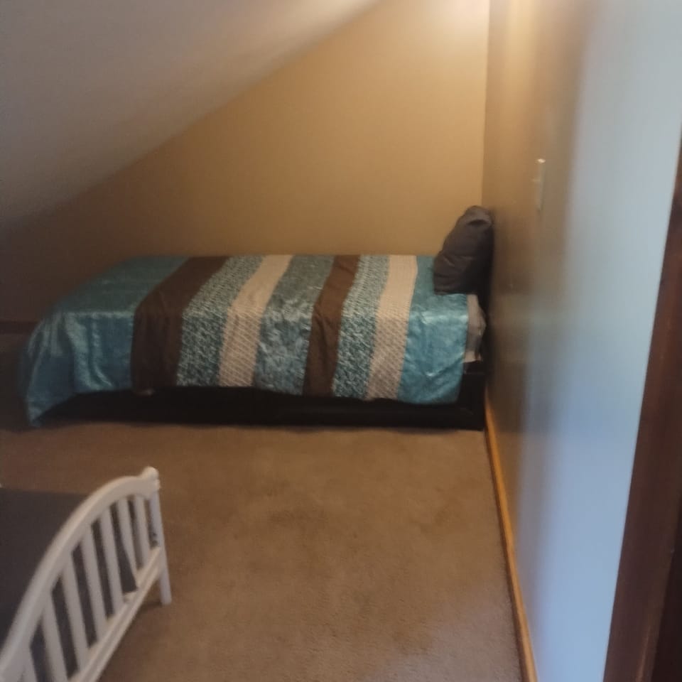 room, indoor, twin and toddler bed