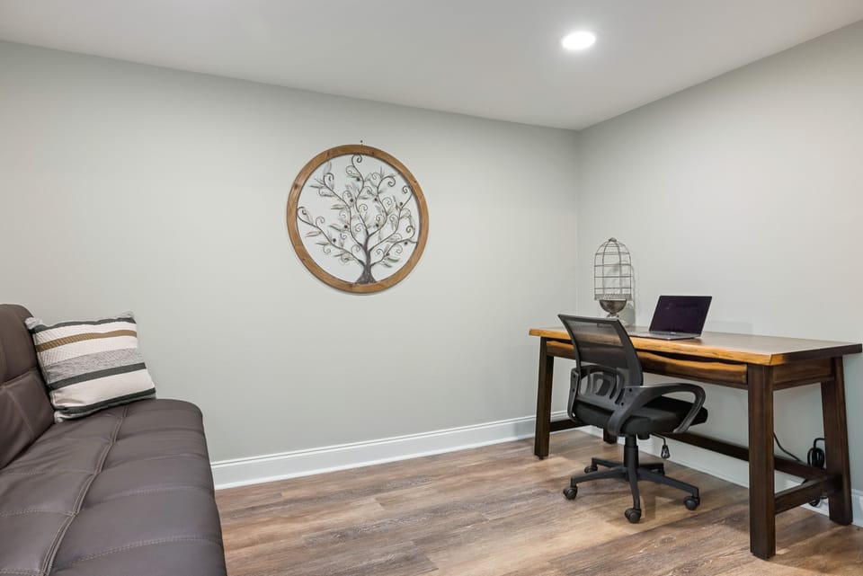Full-size futon and office space