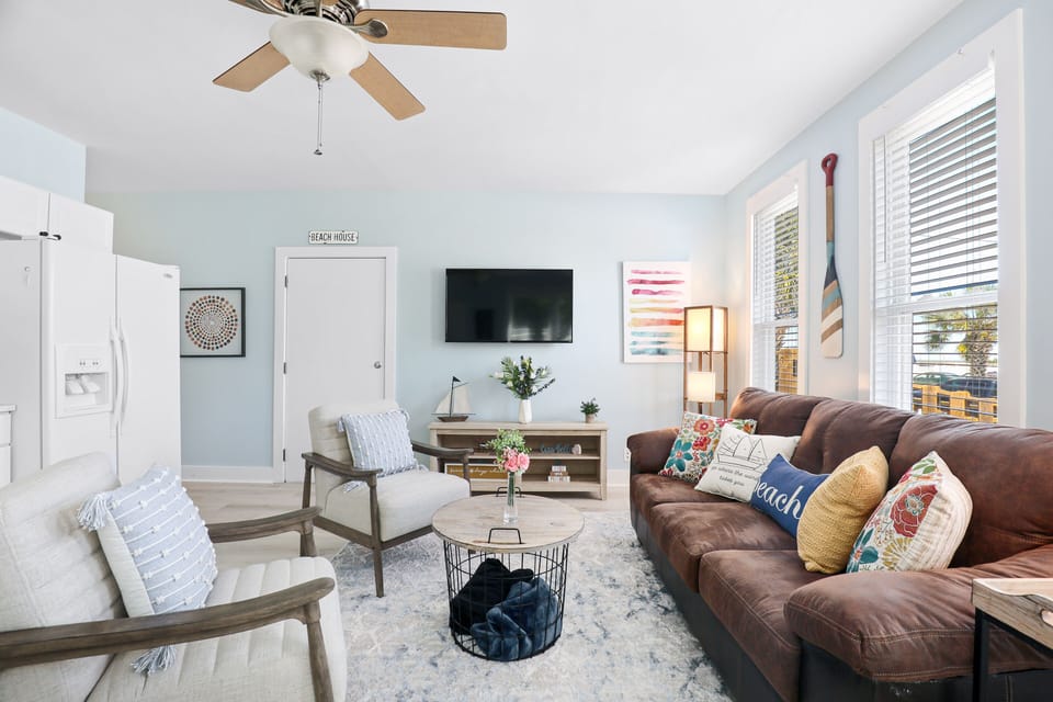 Living area with smart tv