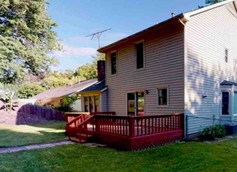 Deck and backyard