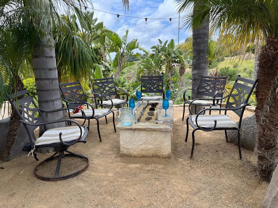 Fire pit is also another place to converse and enjoy the views
