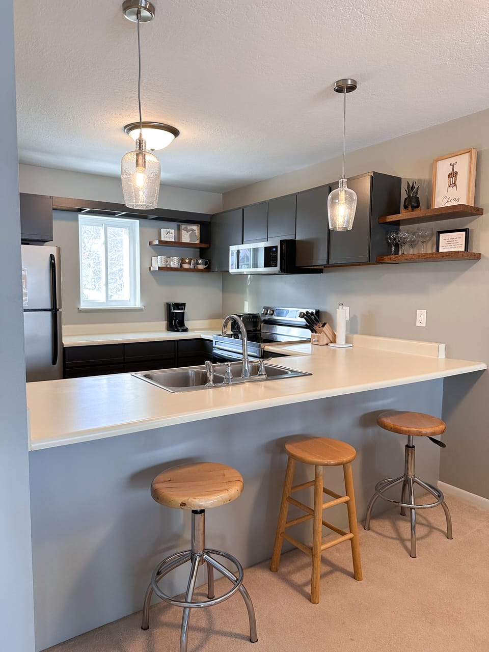 Lots of counter top space! Fully open to living room.