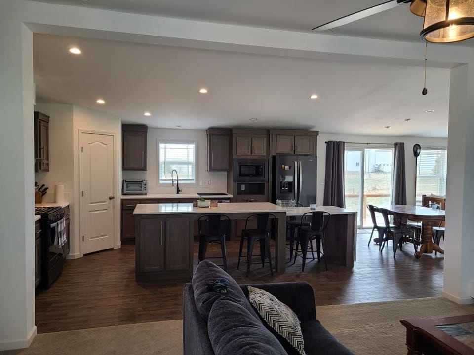 kitchen with huge island