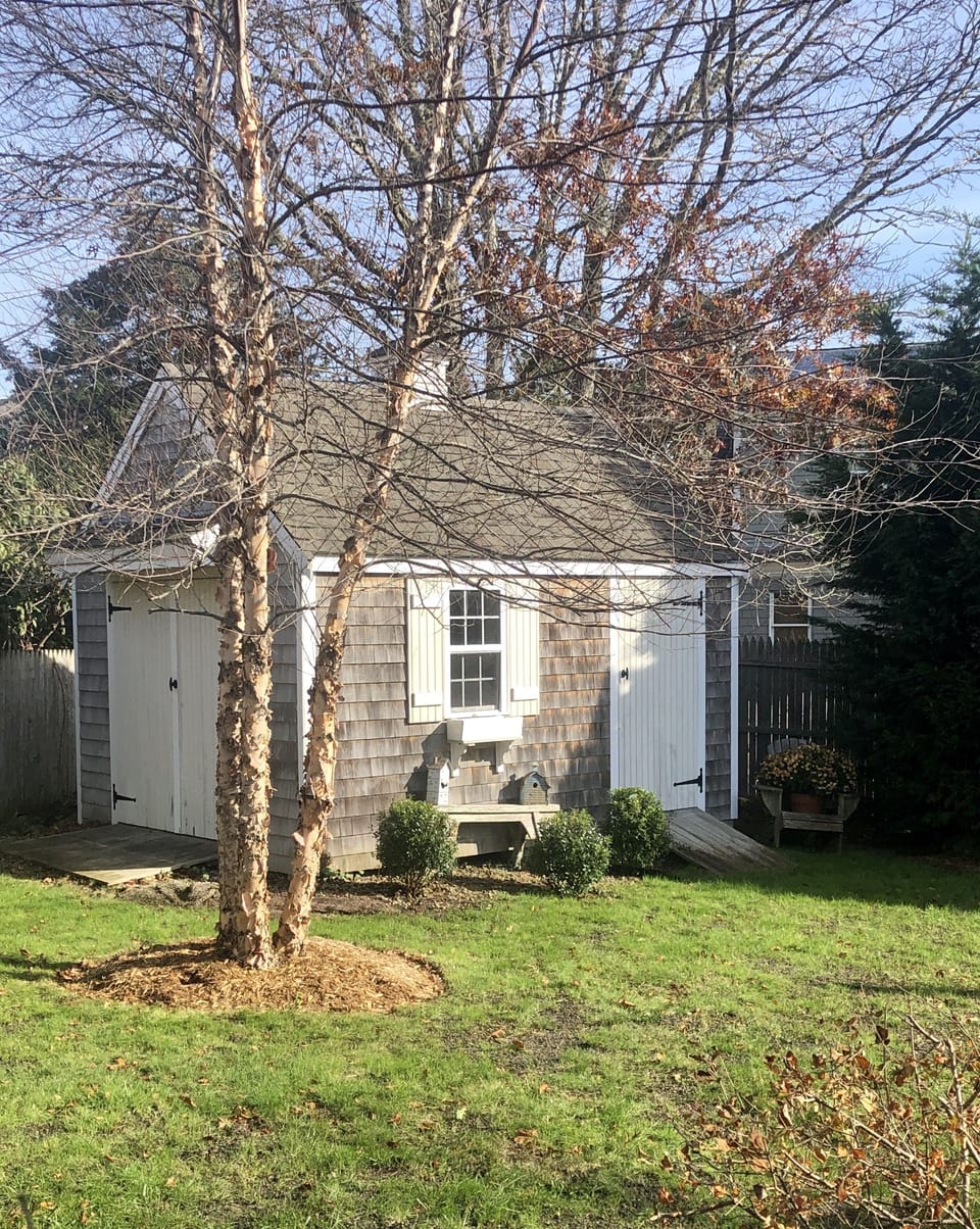 Shed stocked with beach gear with room for guests’ bicycles Fenced in backyard 