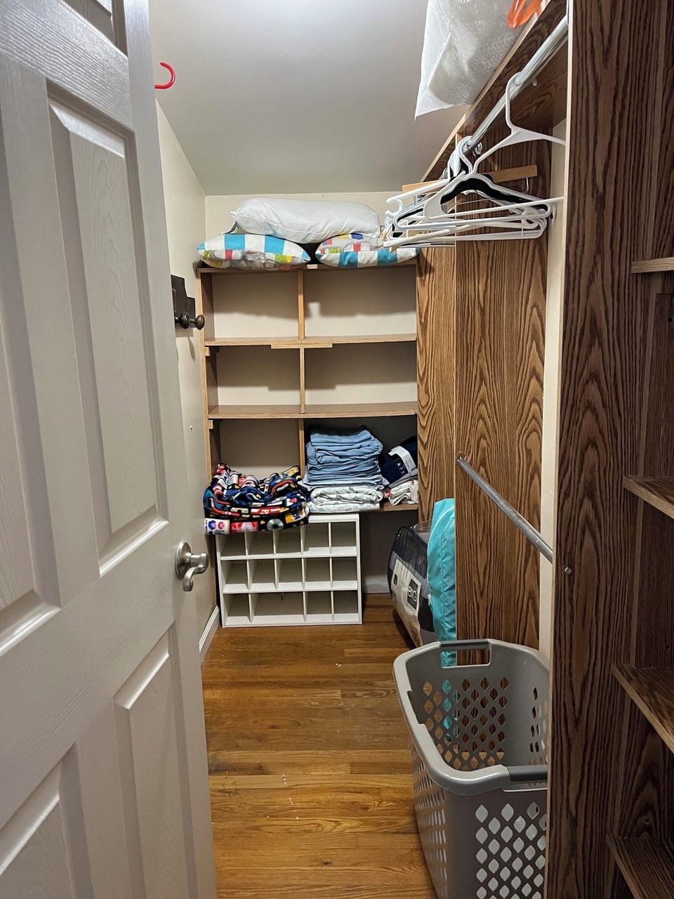 walk in closet to hang  your clothes, store your luggage