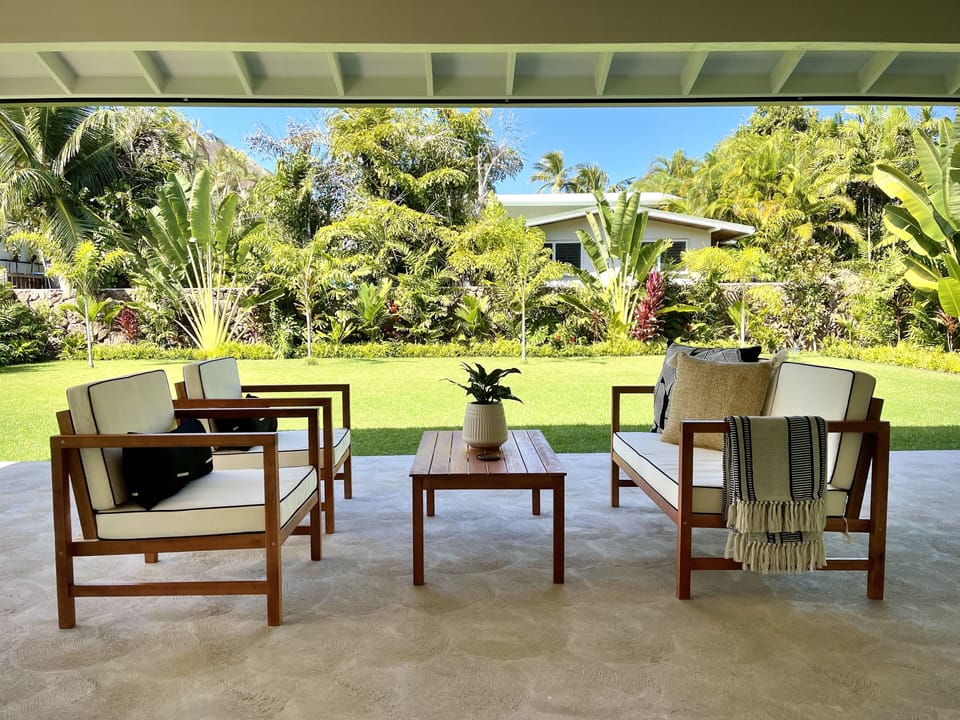 Patio opens up into the backyard!