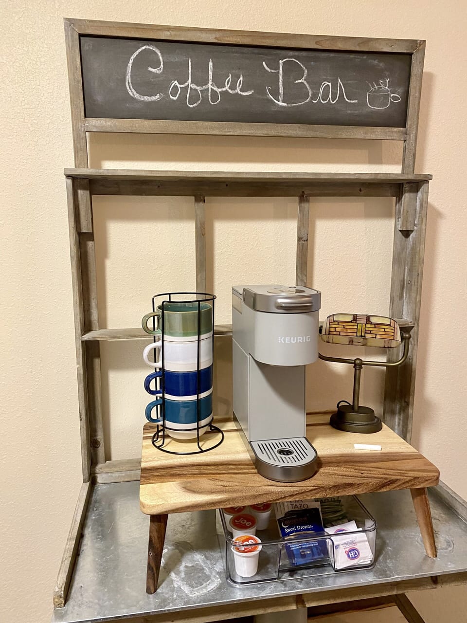 Coffee bar for downstairs bedroom.