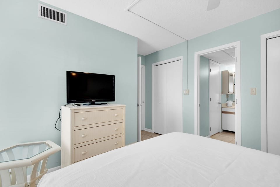 Guest bedroom with flat screen TV
