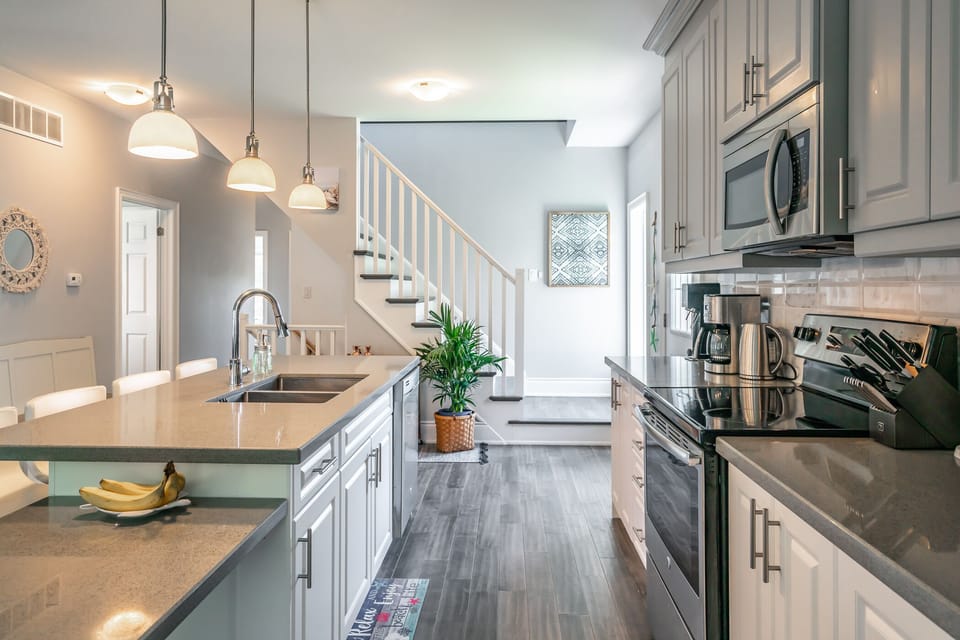 Fully functional kitchen with stainless steel appliances