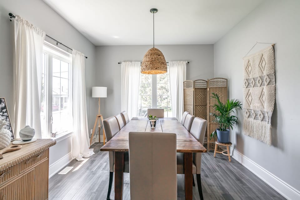 Dining table with seating for 8